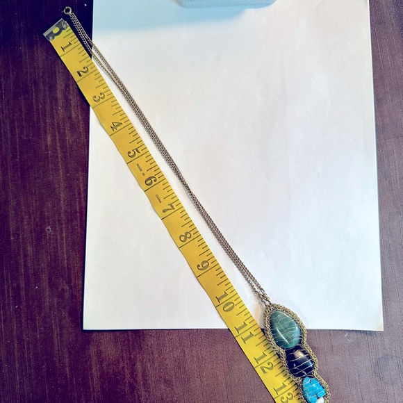 Vintage Handmade Wired Wrapped Turquoise, Jade, Pearl, Black Onyx Necklace - Picture 10 of 10